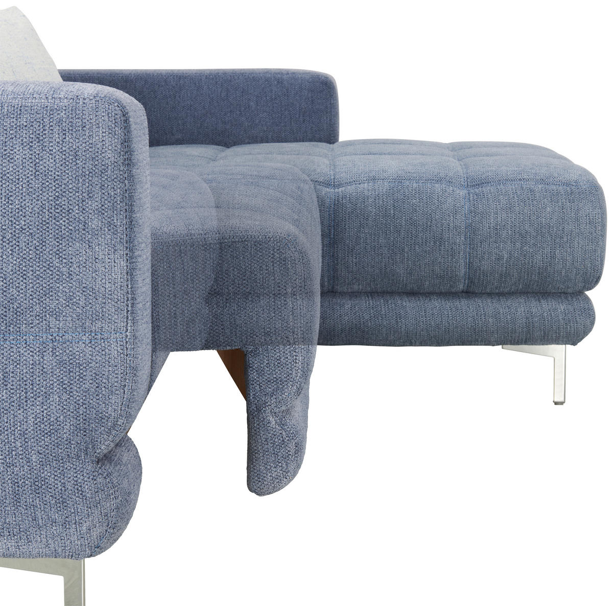 ECKSOFA in Webstoff Blau  - Chromfarben/Blau, Design, Textil/Metall (187/260cm) - Xora