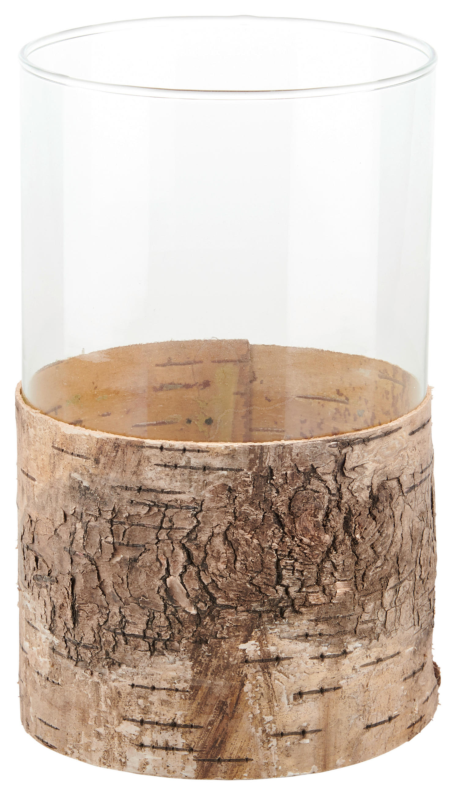 LJUSLYKTA - vit/björkfärgad, Natur, trä/glas (12,5/20cm) - Ambia Home