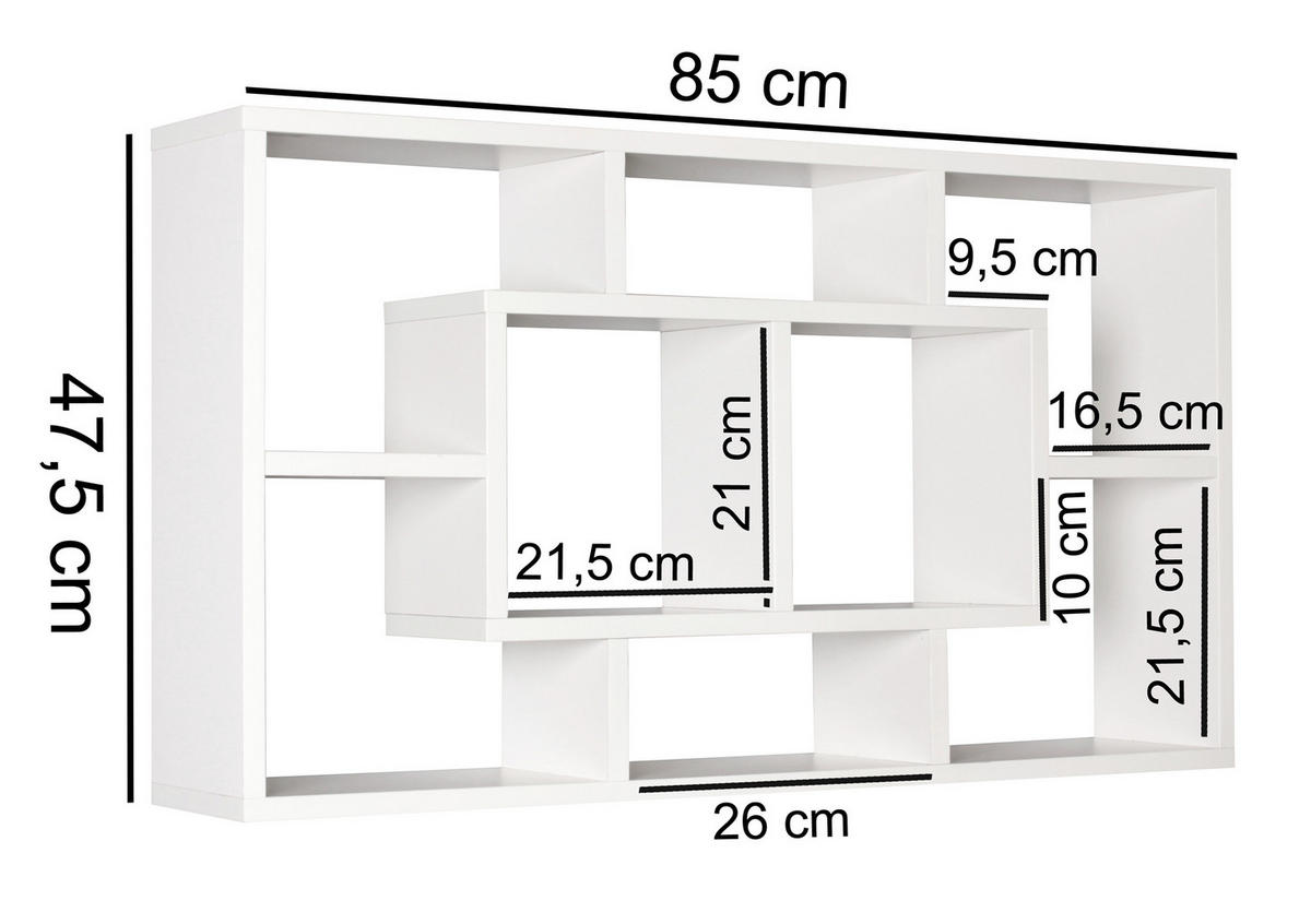 POLICA ZIDNA bijela  drvni materijal  - bijela, Konvencionalno, drvni materijal (85/47,5/16cm) - MID.YOU