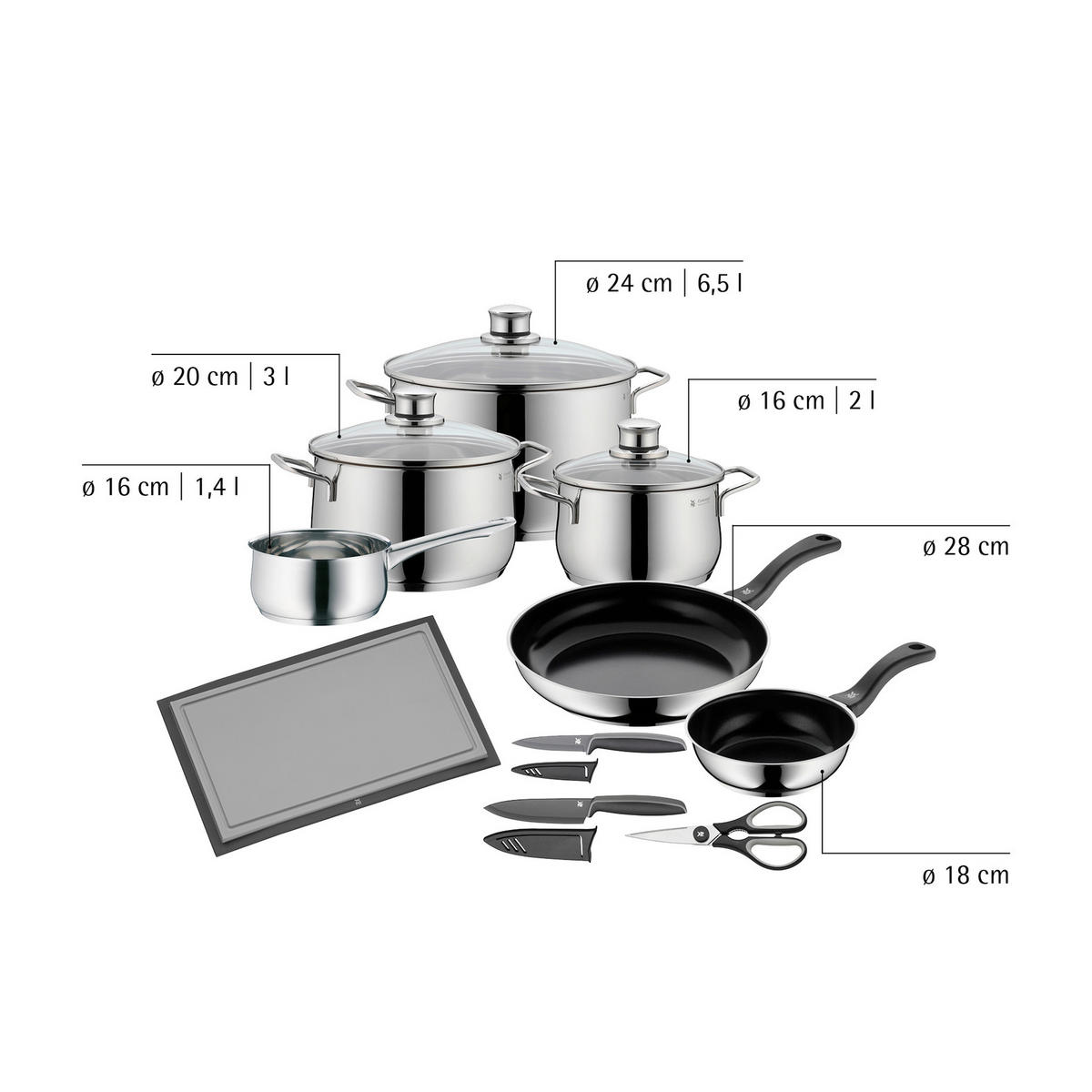SET POSOD 10/1 Diadem Plus - barve nerjavečega jekla, Basics, kovina/steklo - WMF