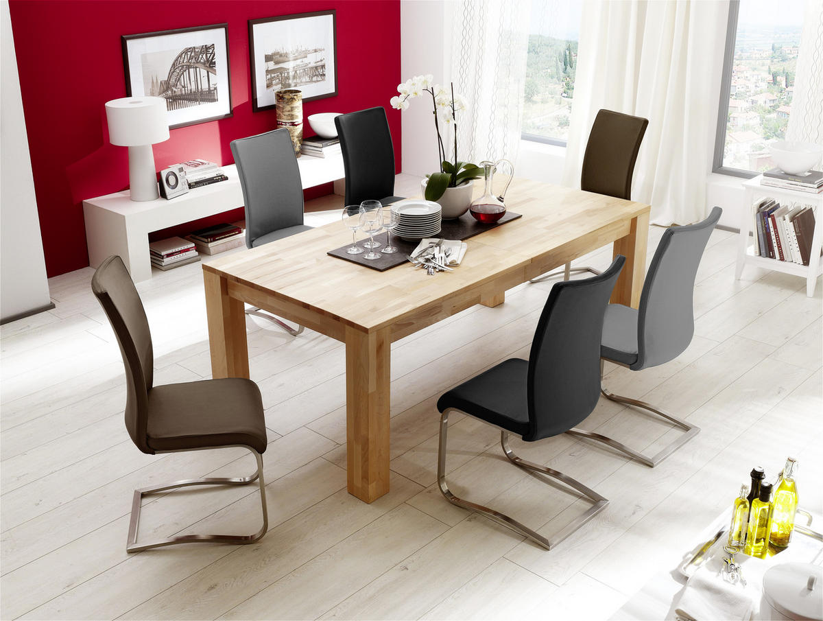 SCHWINGSTUHL  in Edelstahl Lederlook  - Edelstahlfarben/Schwarz, Design, Textil/Metall (52/103/43cm) - Livetastic