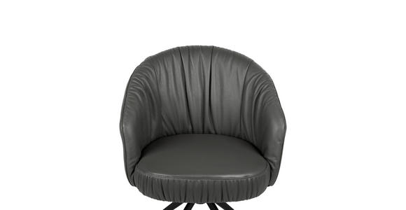 ARMLEHNSTUHL in Eisen Echtleder pigmentiert - Anthrazit/Schwarz, Design, Leder/Metall (63/82/62,5cm) - Dieter Knoll