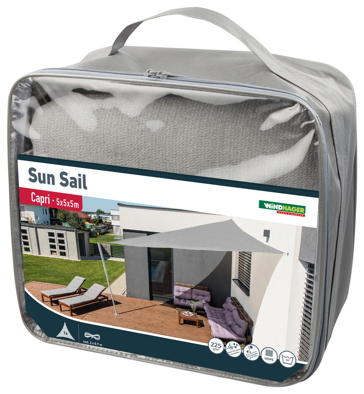 TIENIACA PLACHTA DO ZÁHRADY 500/500/500 cm - sivá, Basics (500/500/500cm)