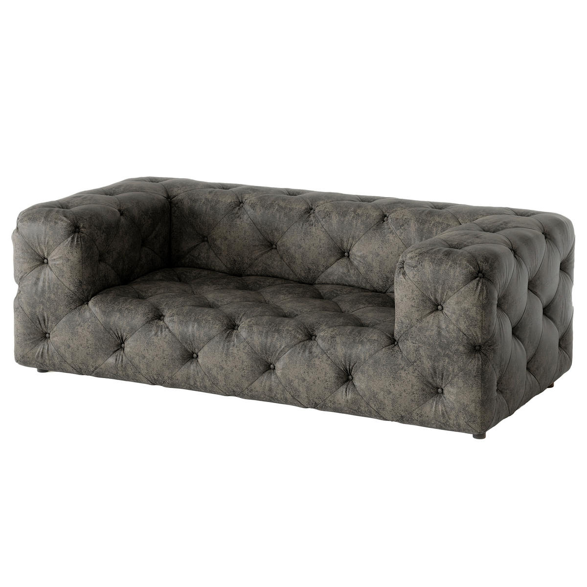 2-SITZER-SOFA Fresco in Lederlook Anthrazit  - Anthrazit/Schwarz, Design, Kunststoff/Textil (193/71/100cm) - P & B