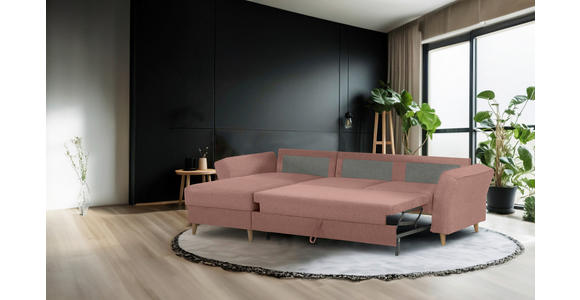 ECKSOFA in Flachgewebe Rosa  - Eichefarben/Rosa, KONVENTIONELL, Holz/Textil (265/159cm) - Carryhome