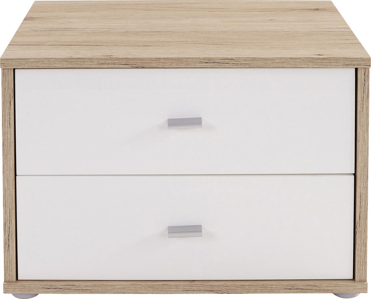 NACHTSCHRANK  - Chromfarben/Weiß, KONVENTIONELL, Holzwerkstoff/Kunststoff (50/38.1/35.2cm)