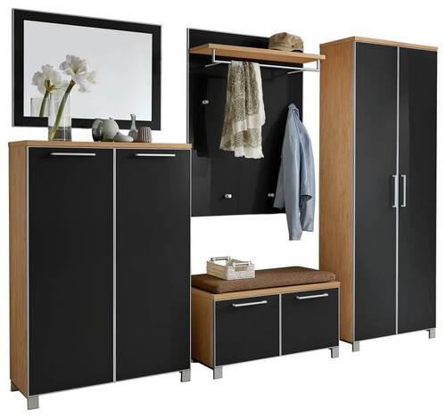 GARDEROBE 6-teilig  in 260/193/40 cm  - Hellbraun/Eichefarben, Design, Glas/Holz (260/193/40cm)