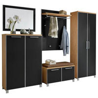 GARDEROBE 6-teilig  in 260/193/40 cm  - Hellbraun/Eichefarben, Design, Glas/Holz (260/193/40cm)