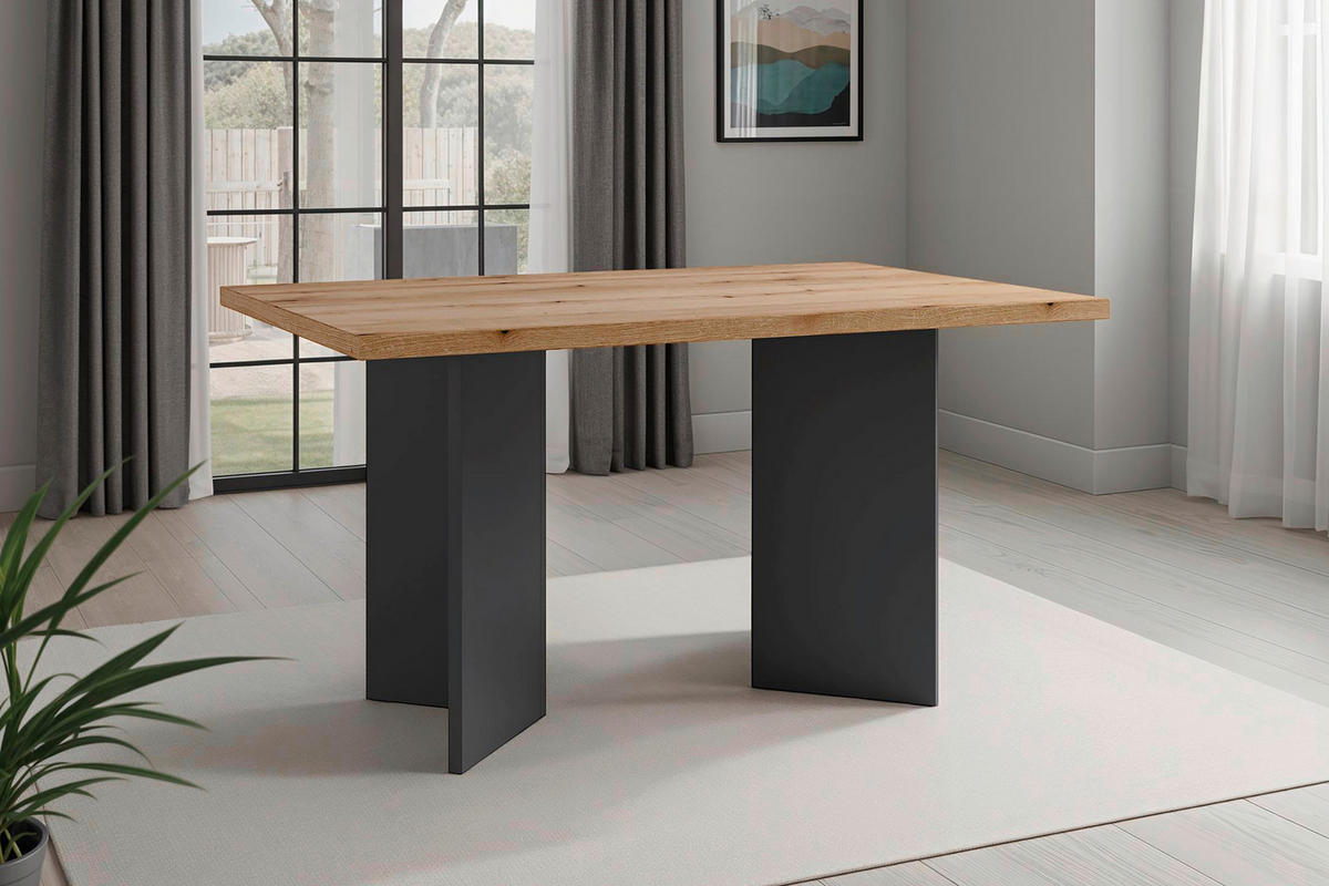 ESSTISCH rechteckig Anthrazit, Eichefarben  - Eichefarben/Anthrazit, MODERN, Holzwerkstoff (138/90/75,5cm) - MID.YOU
