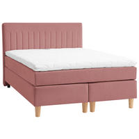 BOXSPRINGBETT 140/200 cm  in Rosa  - Buchefarben/Rosa, Basics, Holz/Textil (140/200cm) - Boxxx