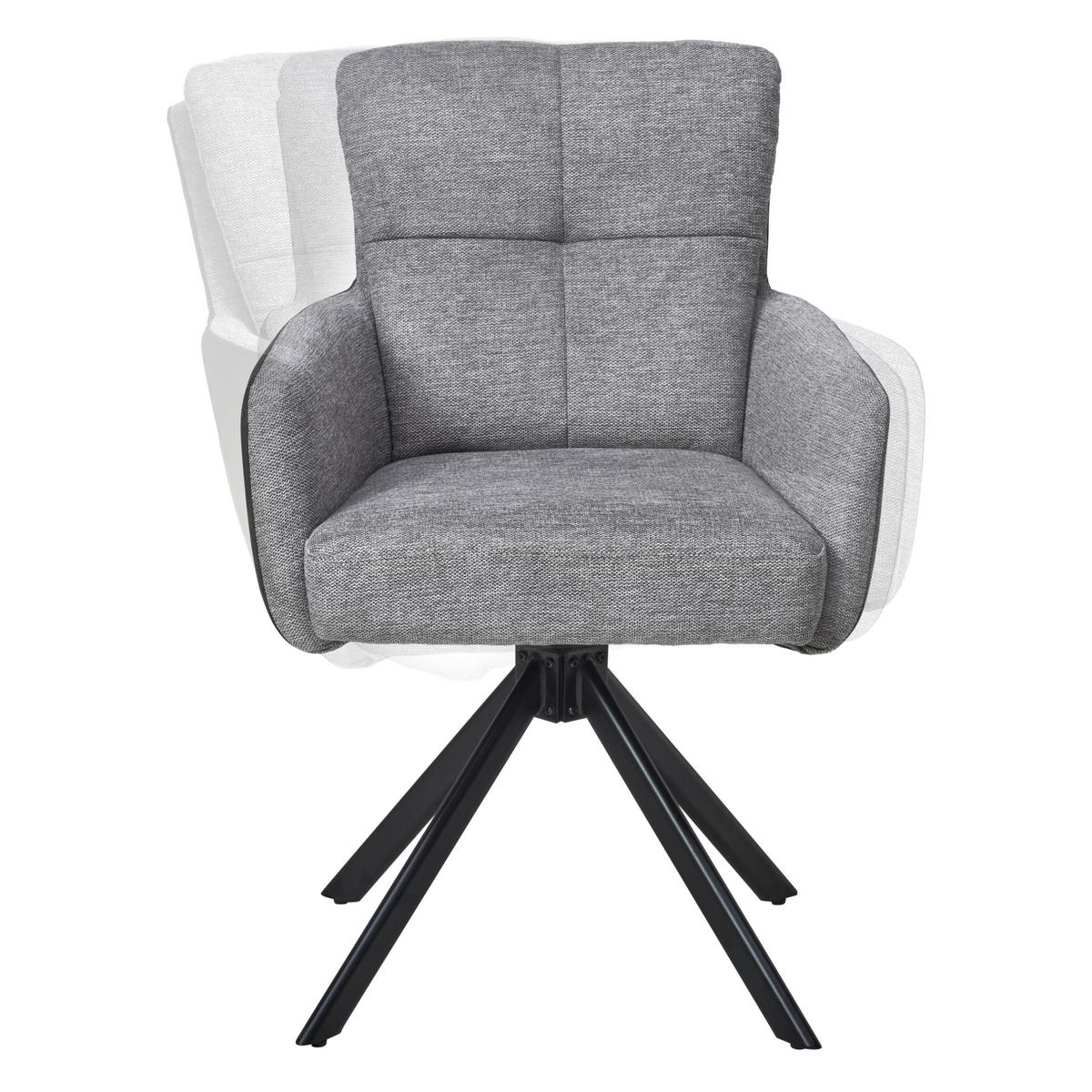ARMLEHNSTUHL  in Eisen Leinenoptik  - Schwarz/Grau, LIFESTYLE, Holz/Textil (60/88/67cm) - MID.YOU