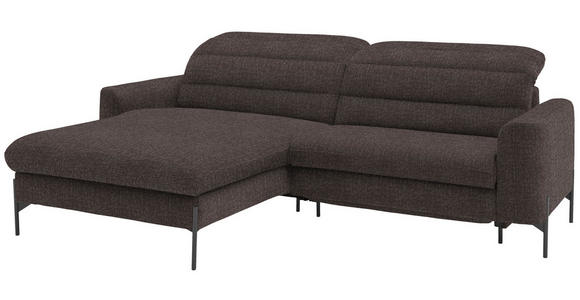 ECKSOFA in Flachgewebe Graubraun  - Graubraun/Schwarz, Design, Textil/Metall (191/252cm) - Dieter Knoll