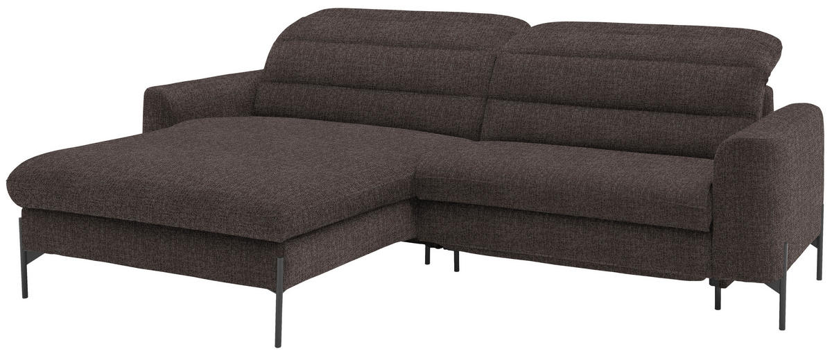 ECKSOFA in Flachgewebe Graubraun  - Graubraun/Schwarz, Design, Textil/Metall (191/252cm) - Dieter Knoll