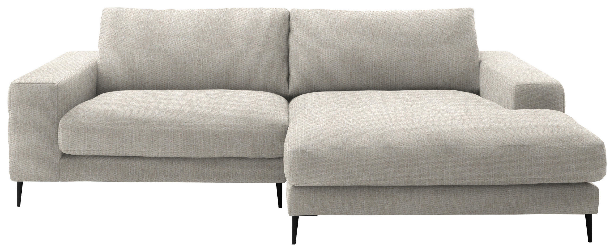 ECKSOFA in Flachgewebe Naturfarben  - Schwarz/Naturfarben, Design, Textil/Metall (253/177cm) - Dieter Knoll