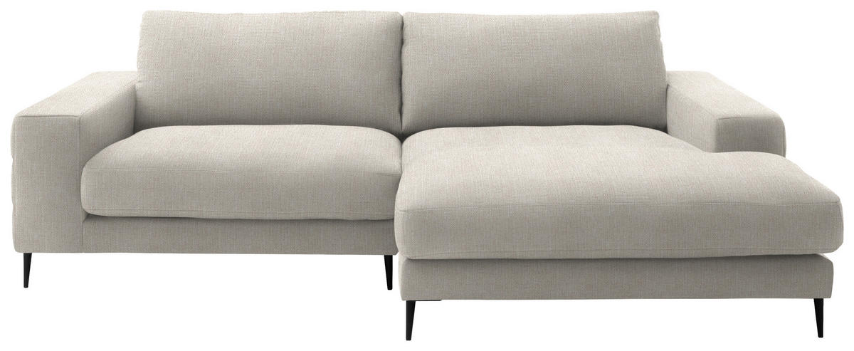 ECKSOFA in Flachgewebe Naturfarben  - Schwarz/Naturfarben, Design, Textil/Metall (253/177cm) - Dieter Knoll