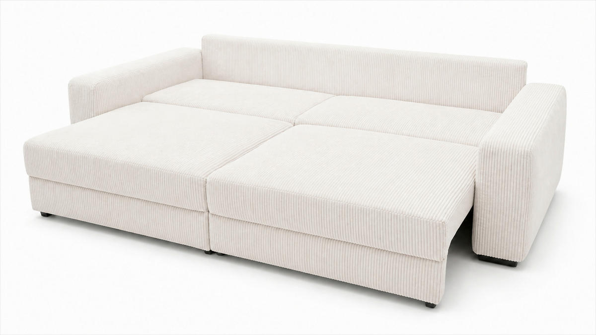 3-SITZER-SOFA Cord Beige  - Beige/Schwarz, Basics, Holz/Textil (250/90/110cm) - MID.YOU