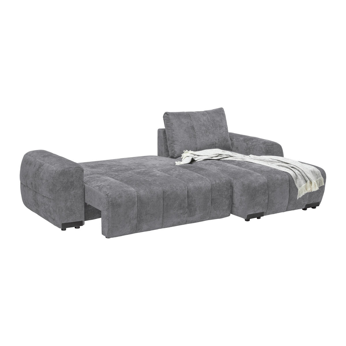 ECKSOFA Flachgewebe Grau  - Schwarz Hochglanz/Grau, Modern, Textil/Metall (273/93/166cm) - MID.YOU