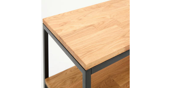 REGAL Eiche massiv Schwarz, Eichefarben  - Eichefarben/Schwarz, Trend, Holz/Metall (180/90/35cm) - Landscape