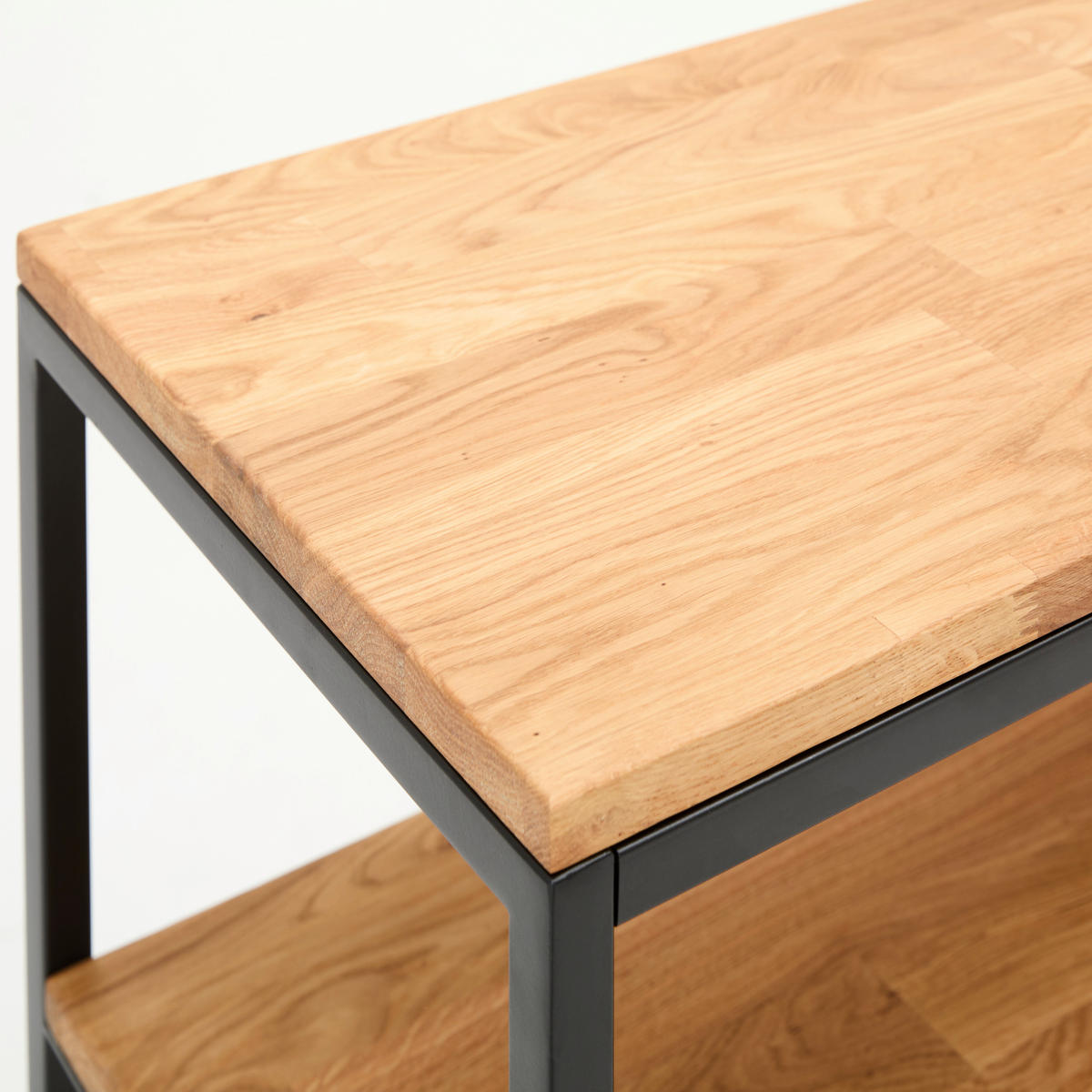 REGAL Eiche massiv Schwarz, Eichefarben  - Eichefarben/Schwarz, Trend, Holz/Metall (180/90/35cm) - Landscape