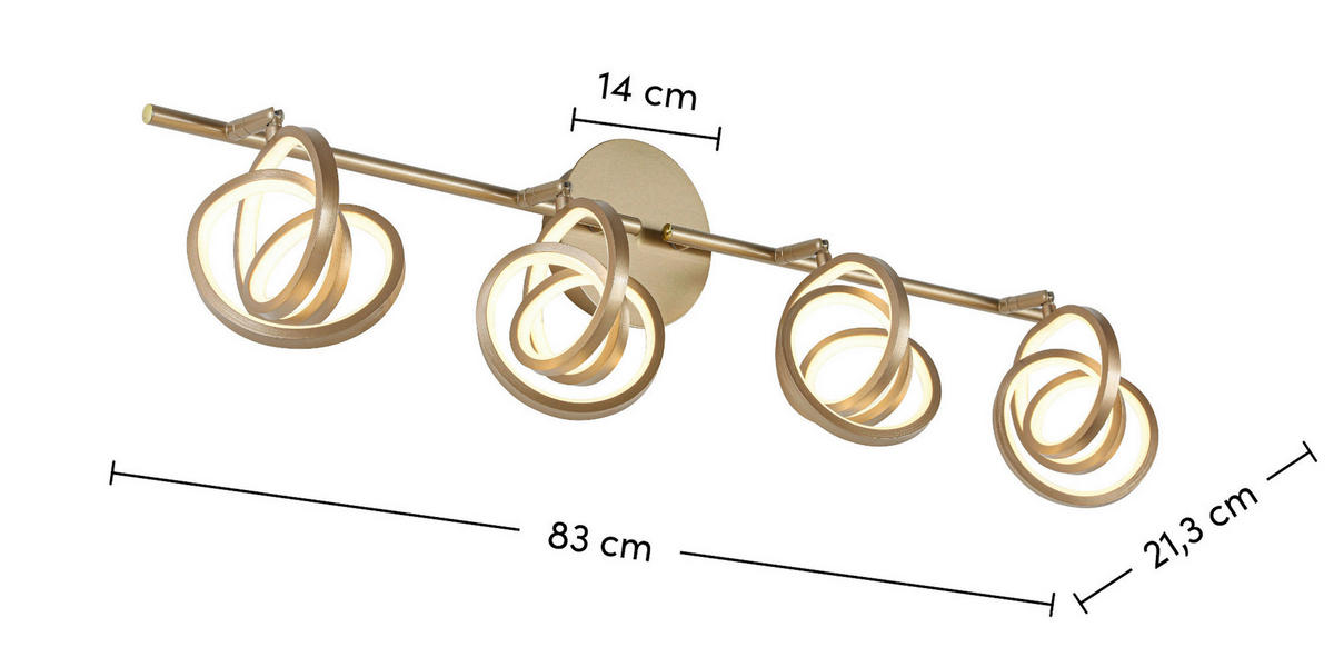 DECKENLEUCHTE 83/14/21,3 cm   - Weiß/Cappuccino, Trend, Kunststoff/Metall (83/14/21,3cm) - Novel