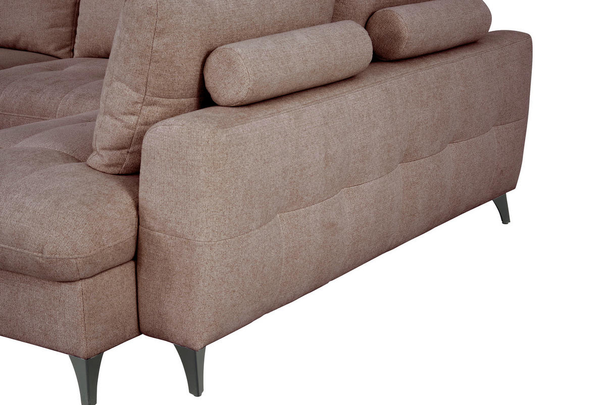 WOHNLANDSCHAFT Rosa Chenille  - Schwarz/Rosa, KONVENTIONELL, Textil/Metall (160/340/188cm) - Xora