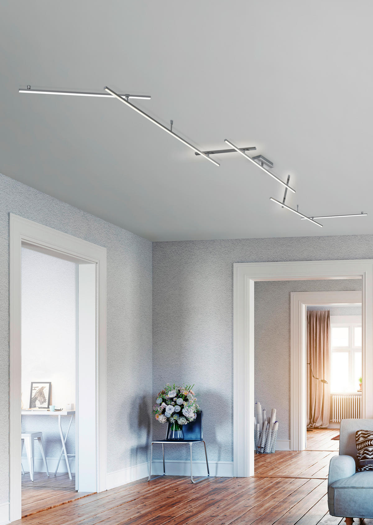 LED-DECKENLEUCHTE 345/58/6,5 cm   - Weiß/Nickelfarben, Trend, Kunststoff/Metall (345/58/6,5cm)