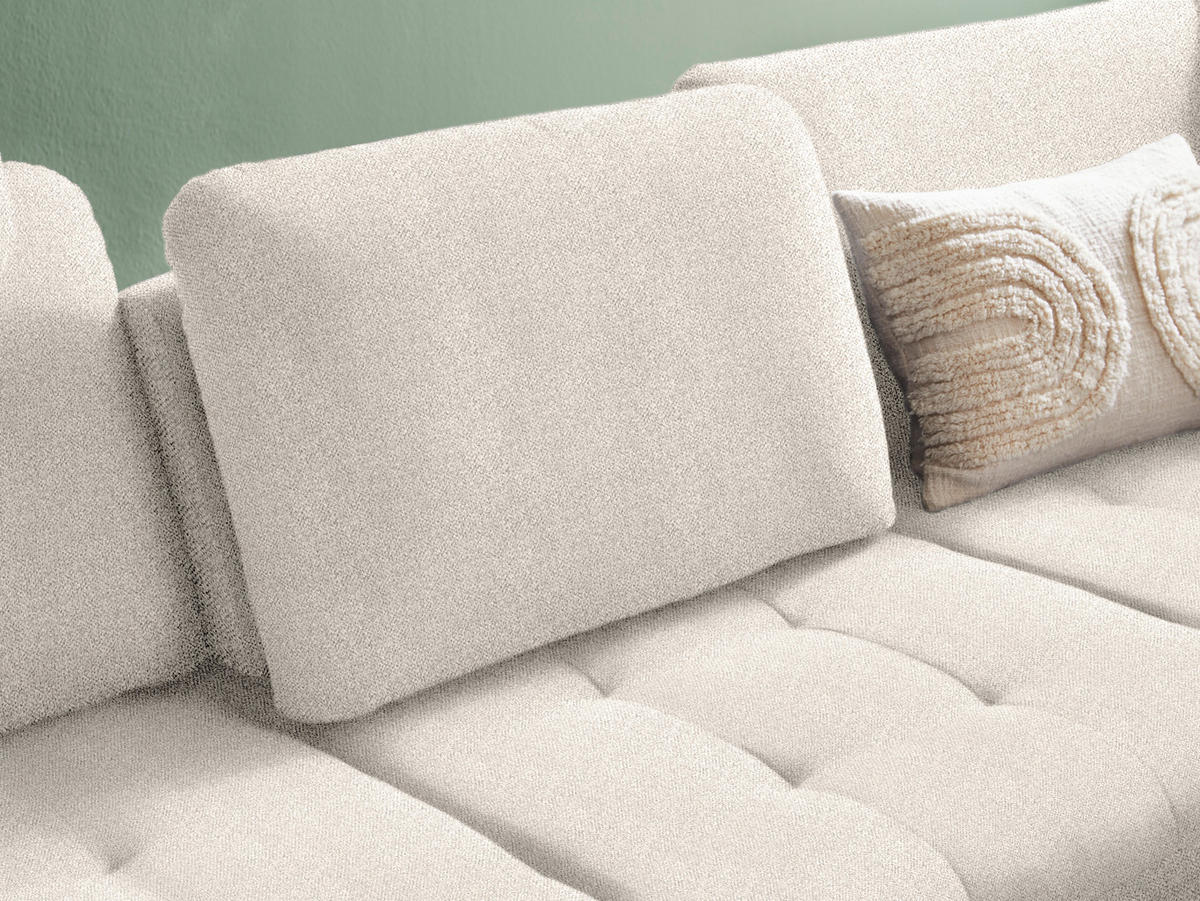 ECKSOFA in Bouclé Creme  - Creme/Schwarz, Natur, Textil/Metall (288/233cm) - Valnatura