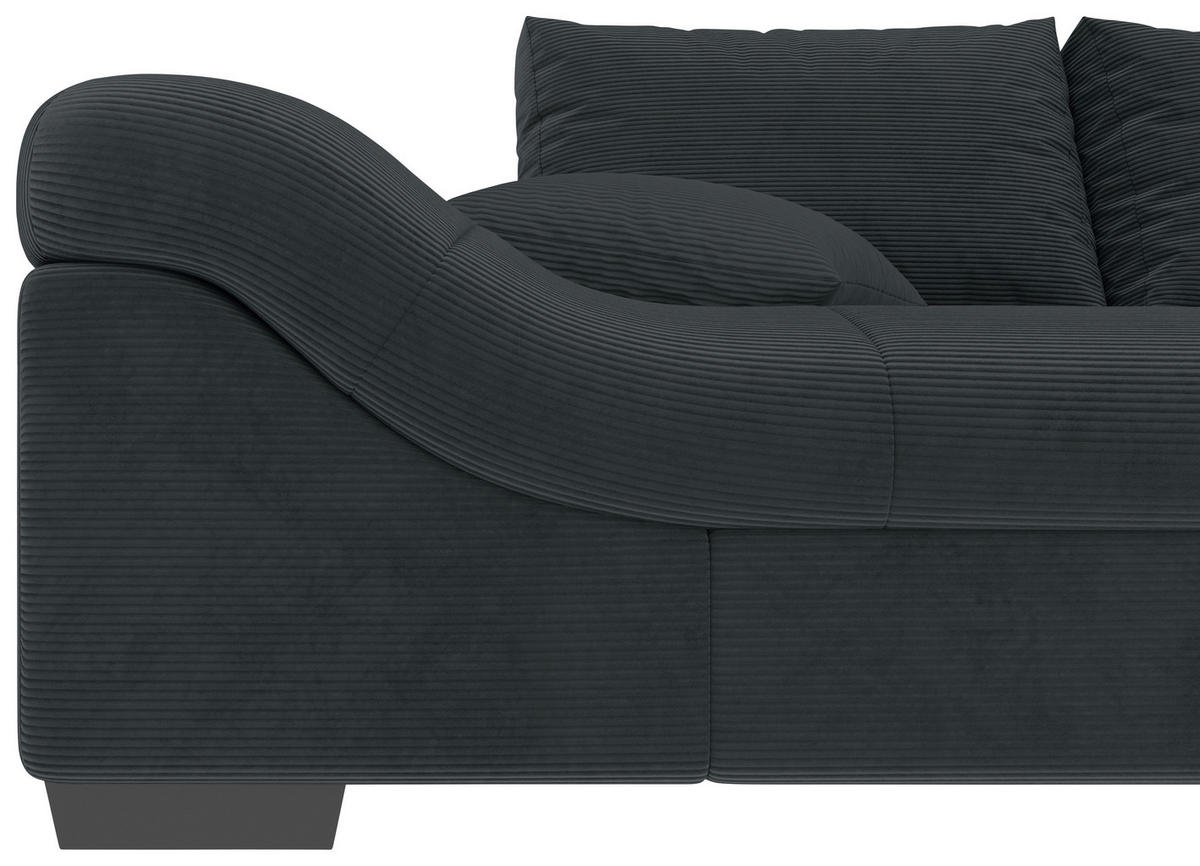 ECKSOFA in Cord Anthrazit  - Anthrazit/Schwarz, Konventionell, Holz/Textil (298/202cm) - MID.YOU