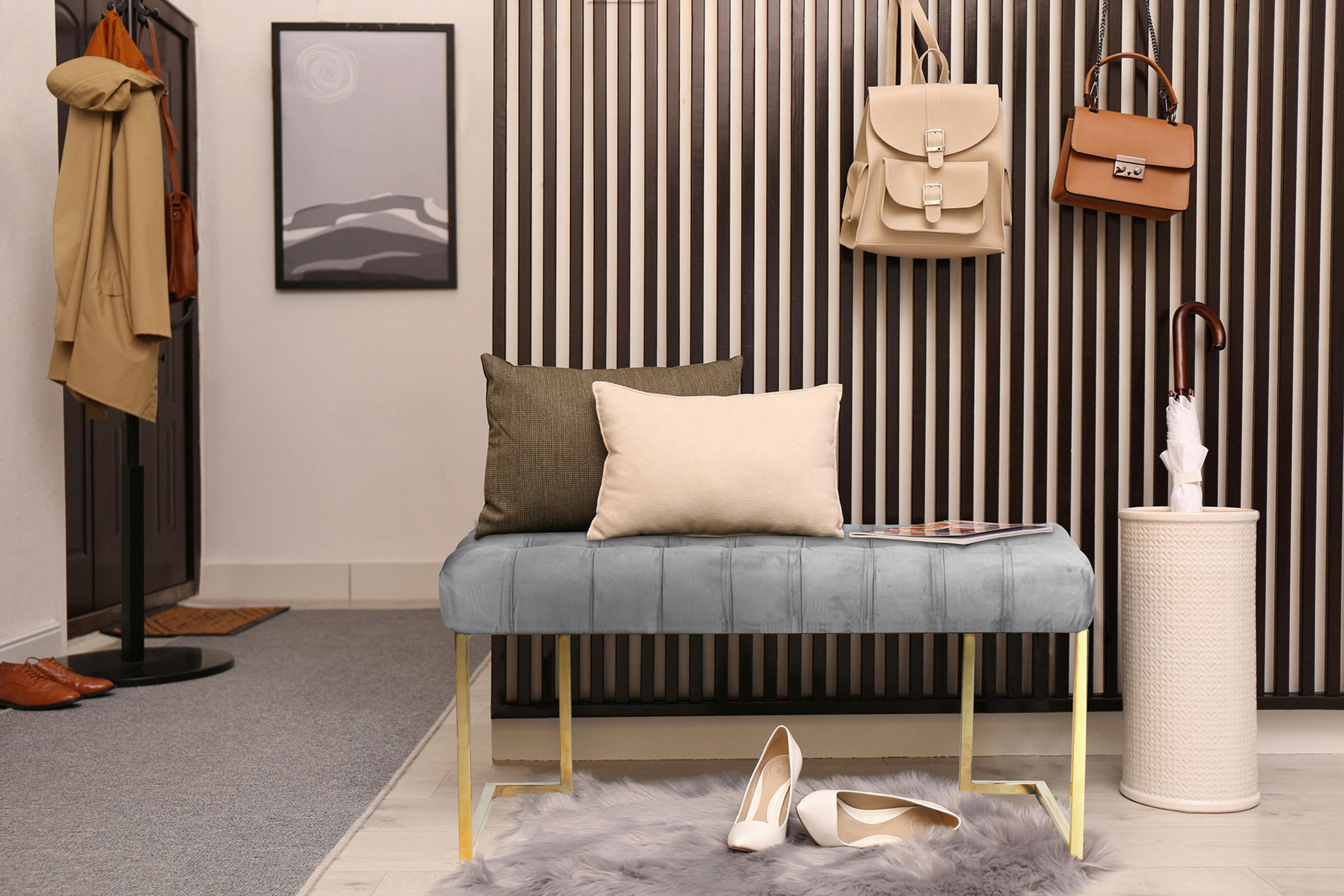 BÄNK i plast grå  - grå, Design, plast (47/48/100cm) - Kayoom