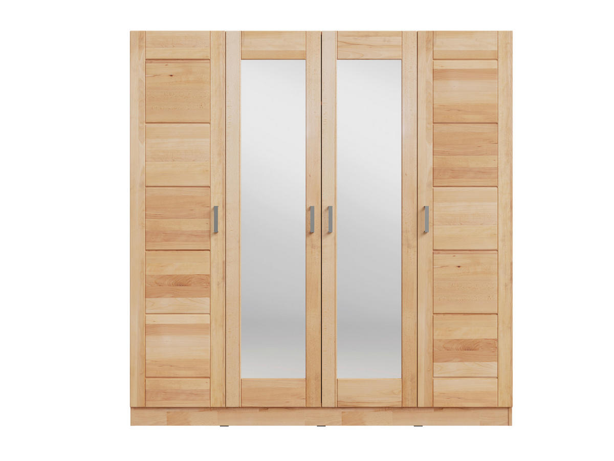 DREHTÜRENSCHRANK 202/205,5/60 cm,  in Buchefarben, 4 Tür(en)  - Chromfarben/Buchefarben, MODERN, Glas/Holz (202/205,5/60cm) - MID.YOU