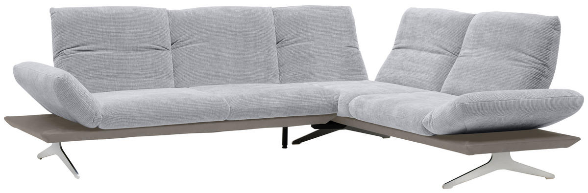 ECKSOFA in Flachgewebe Grau  277/209 cm  - Edelstahlfarben/Grau, Design, Textil/Metall (277/209cm) - Koinor