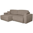 ECKSOFA Taupe Cord  - Taupe/Schwarz, KONVENTIONELL, Kunststoff/Textil (148/265cm) - Carryhome