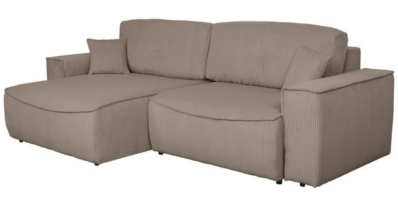 ECKSOFA Taupe Cord  - Taupe/Schwarz, KONVENTIONELL, Kunststoff/Textil (148/265cm) - Carryhome