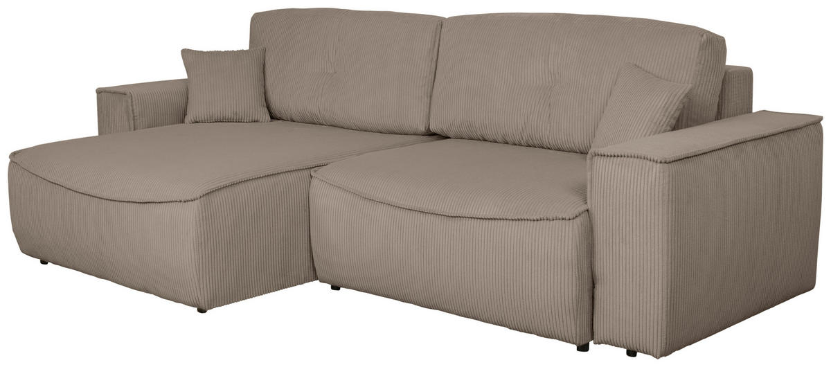 ECKSOFA Taupe Cord  - Taupe/Schwarz, KONVENTIONELL, Kunststoff/Textil (148/265cm) - Carryhome