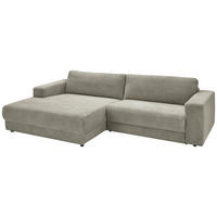 ECKSOFA inkl. Relaxfunktion in Cord Graubraun  - Graubraun/Schwarz, Design, Kunststoff/Textil (168/296cm) - Pure Home Lifestyle