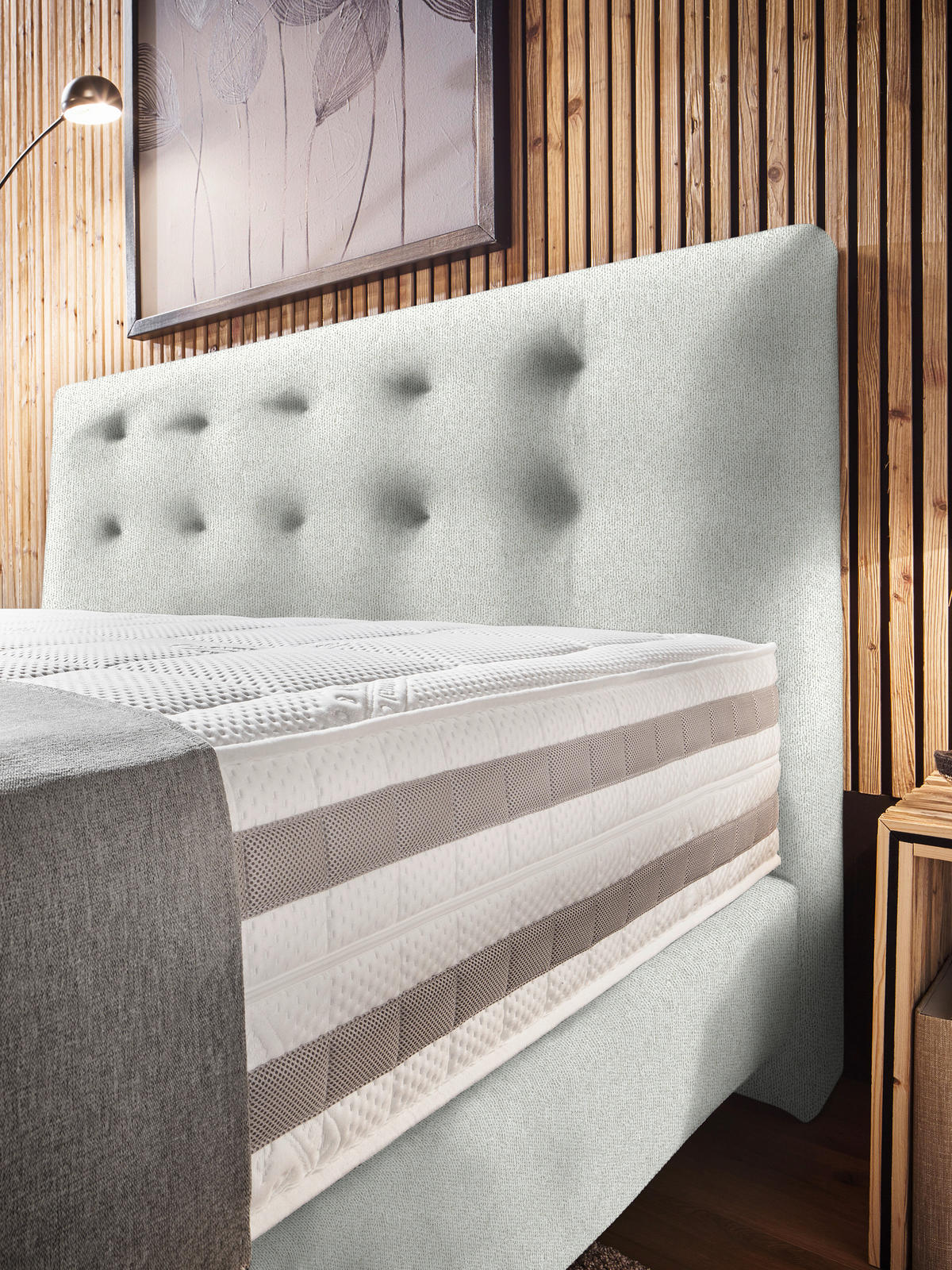 BOXSPRINGBETT 180/200 cm  in Creme  - Creme, KONVENTIONELL, Holz/Textil (180/200cm) - Dieter Knoll