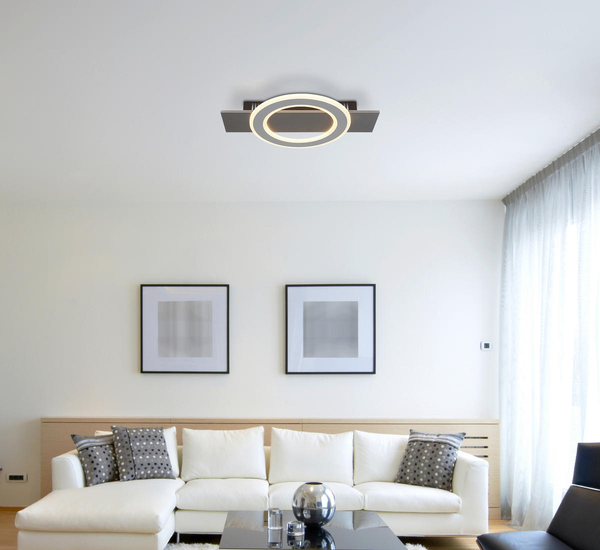 LED-TAKLAMPA JAYDEN 44/29/5,5 cm  - opal/grå, Design, metall/plast (44/29/5,5cm) - Globo