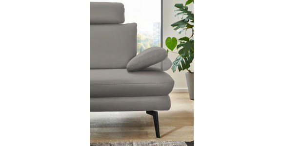 ECKSOFA in Echtleder Silberfarben 180/310 cm - Silberfarben/Schwarz, Design, Leder/Metall (180/310cm) - Dieter Knoll