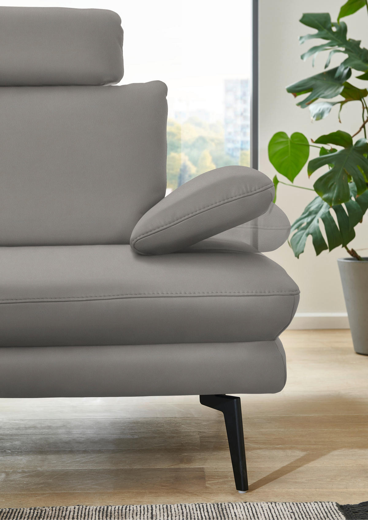 ECKSOFA in Echtleder Silberfarben  - Silberfarben/Schwarz, Design, Leder/Metall (180/310cm) - Dieter Knoll