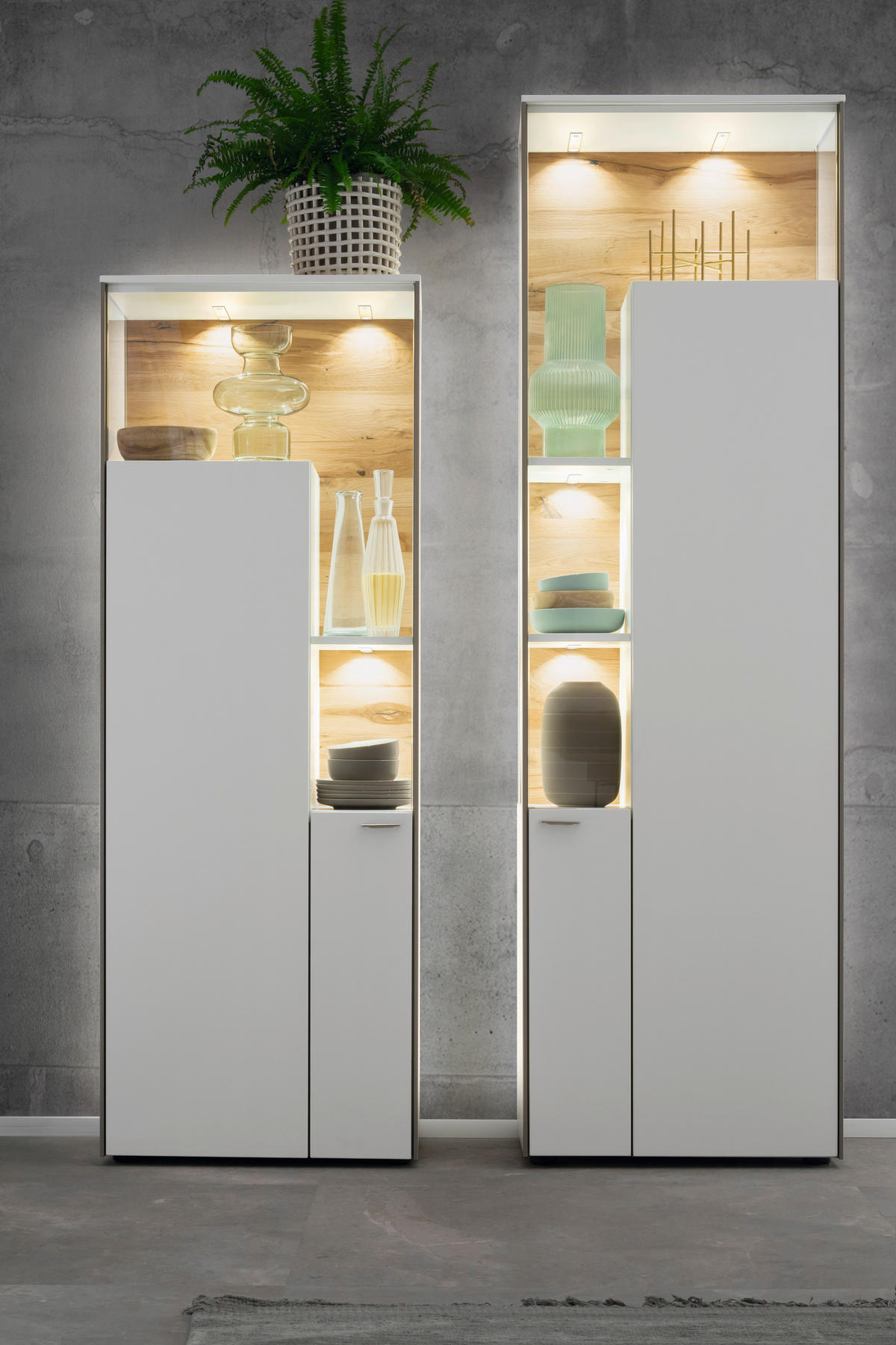 VITRINE in Weiss  - Weiss/Edelstahlfarben, Design, Glas/Holzwerkstoff (62/174/43cm) - Venjakob