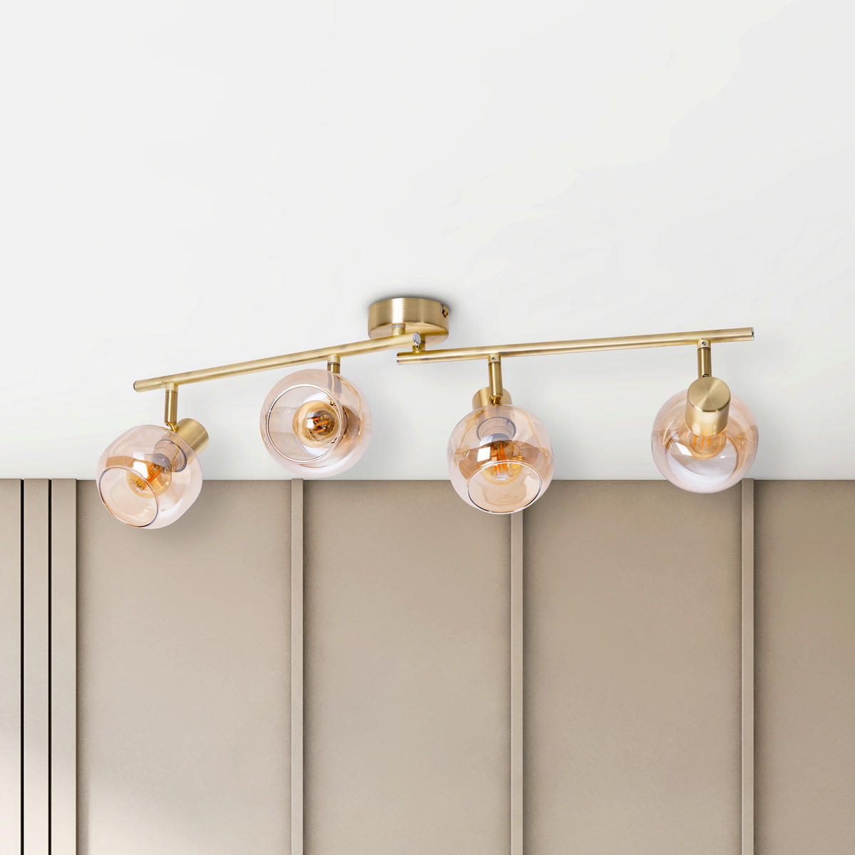 DECKENLEUCHTE    80/80/20 cm  - Messingfarben, Design, Glas/Metall (80/80/20cm) - Näve