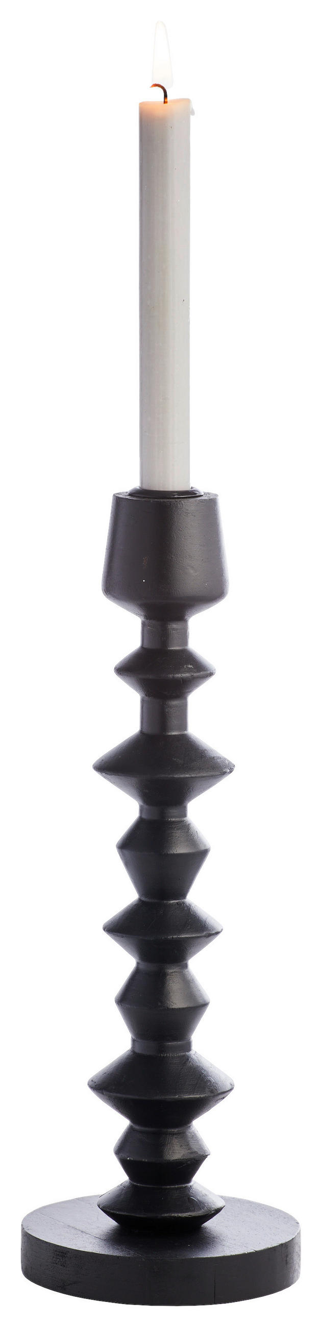 KERZENHALTER - Schwarz, Design, Holz/Metall (12/33,5cm) - Ambia Home