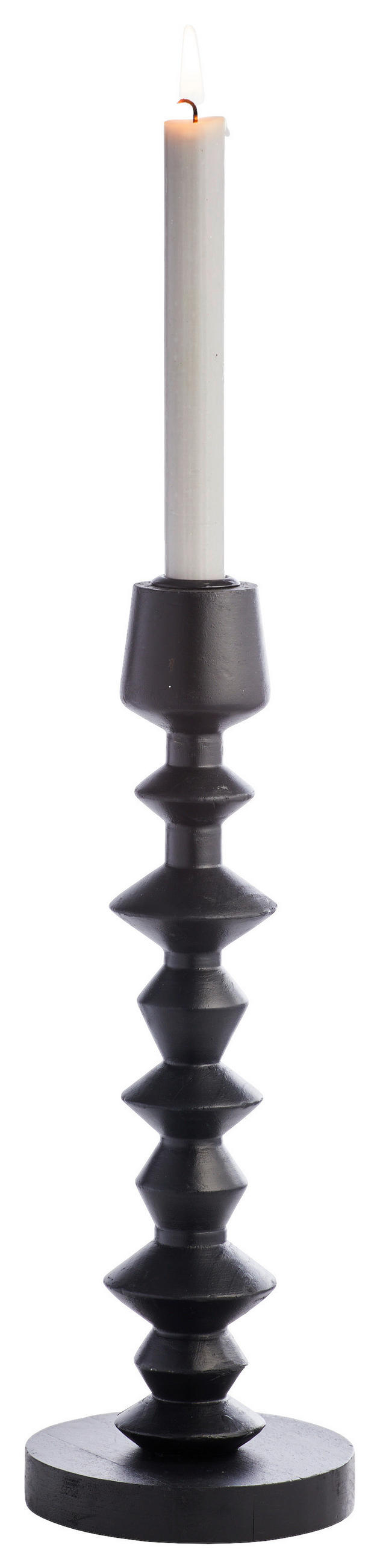 KERZENHALTER - Schwarz, Design, Holz/Metall (12/33,5cm) - Ambia Home