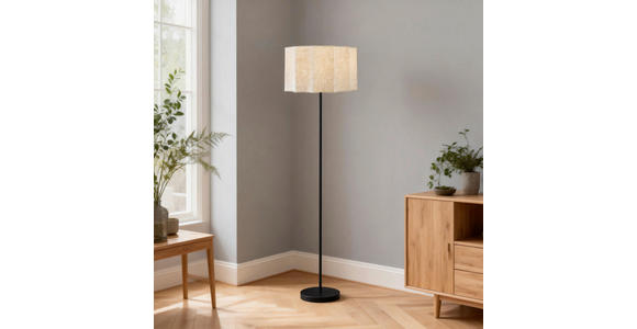 STEHLEUCHTE 38/150 cm    - Schwarz/Naturfarben, Trend, Kunststoff/Textil (38/150cm) - Novel