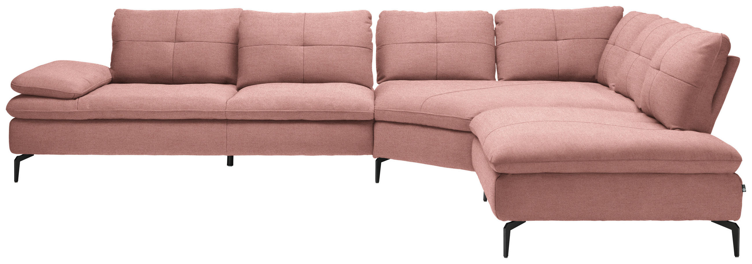 ECKSOFA in Flachgewebe Altrosa  - Schwarz/Altrosa, Design, Textil/Metall (344/271cm) - Chilliano