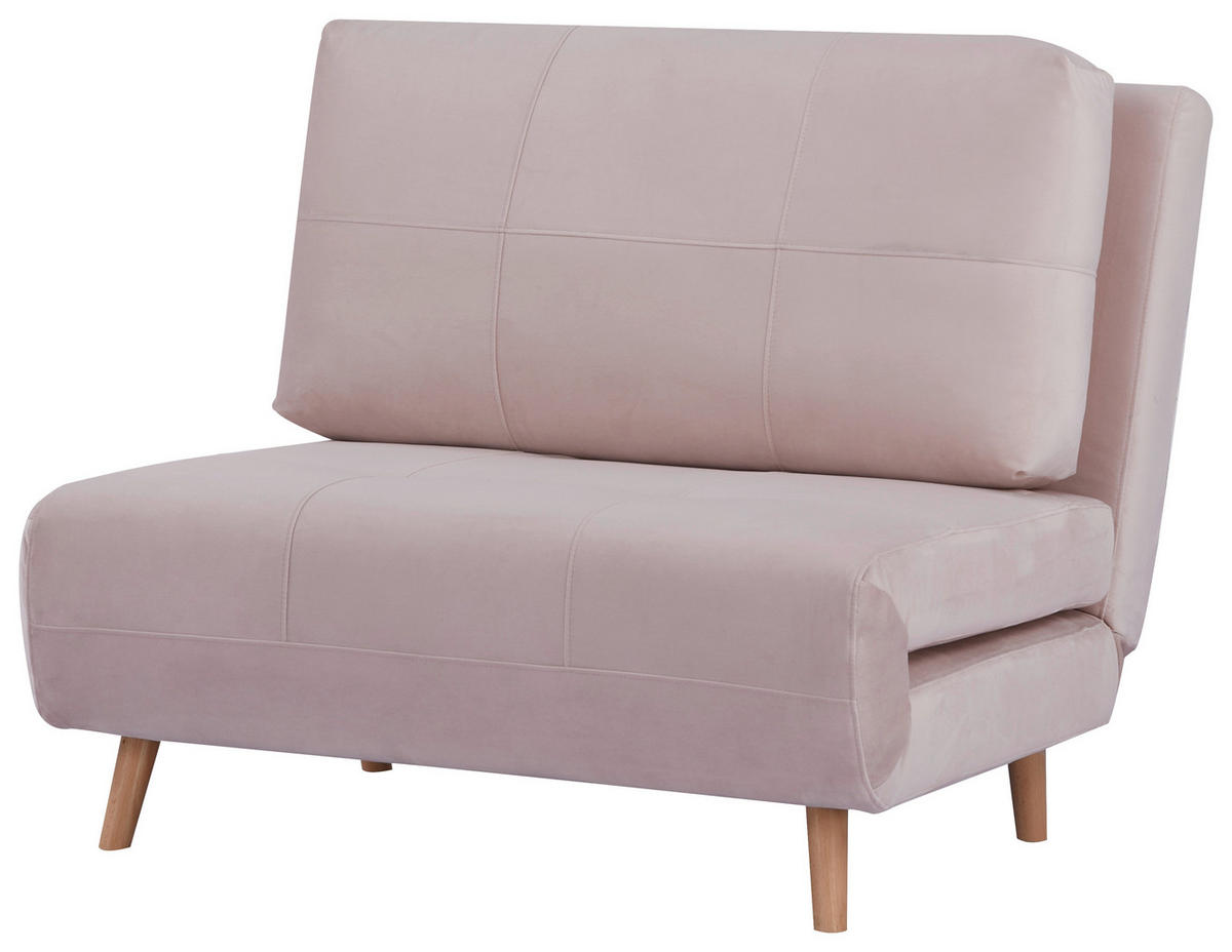 SCHLAFSESSEL Samt Rosa    - Naturfarben/Rosa, Design, Holz/Textil (100/82/91cm) - Ti'me