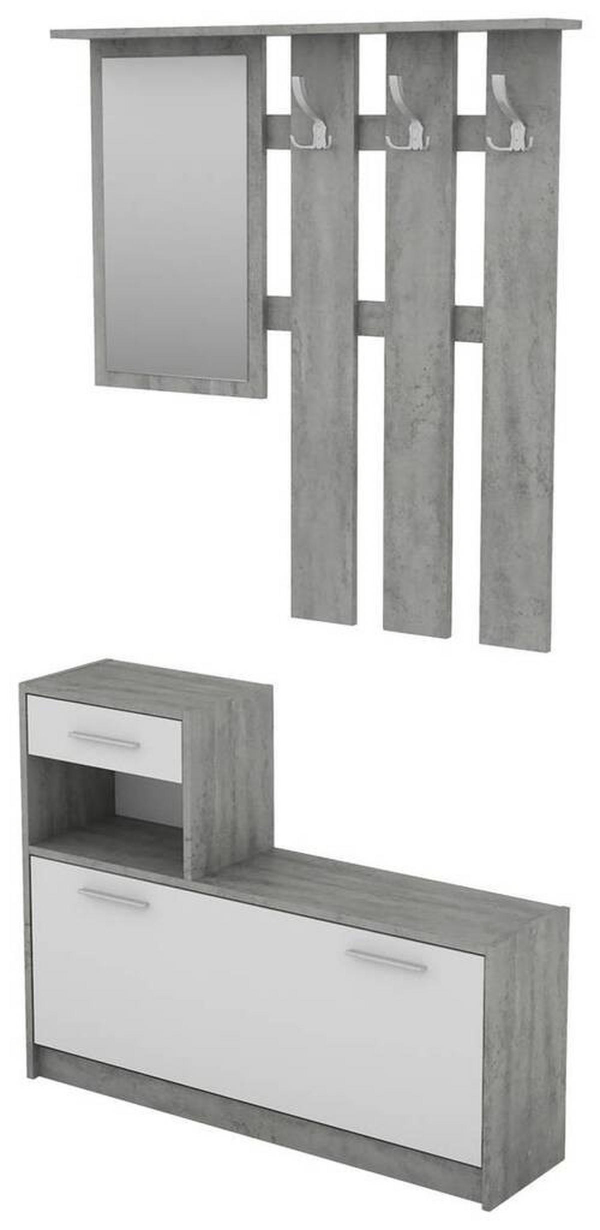 GARDEROBE  in 97/190/25 cm  - Weiß/Grau, MODERN, Glas/Holzwerkstoff (97/190/25cm) - MID.YOU