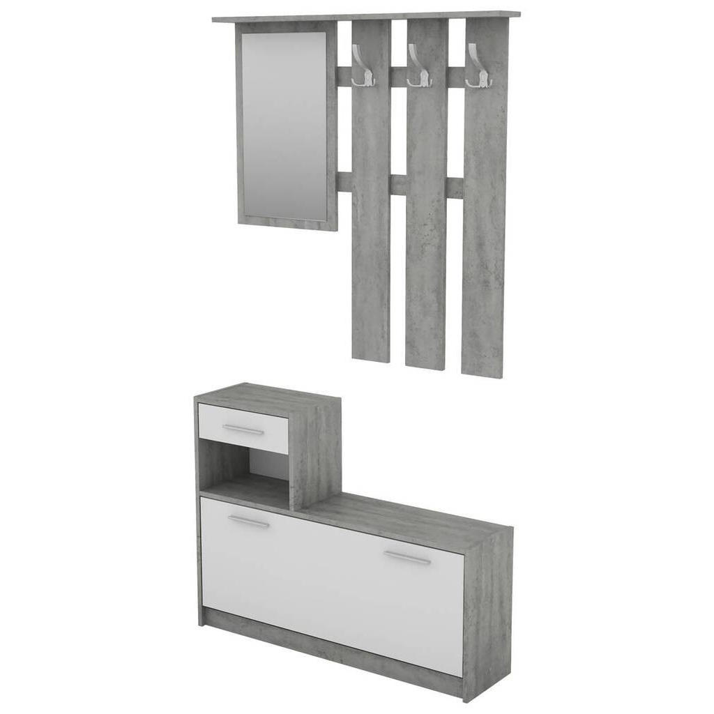 Thumbnail - Mid.you Garderobe, Grau, Weiß, Glas, Holzwerkstoff, Betonoptik, 97x190x25 cm, FSC Mix, Garderobe, Garderoben-Sets & Seri...