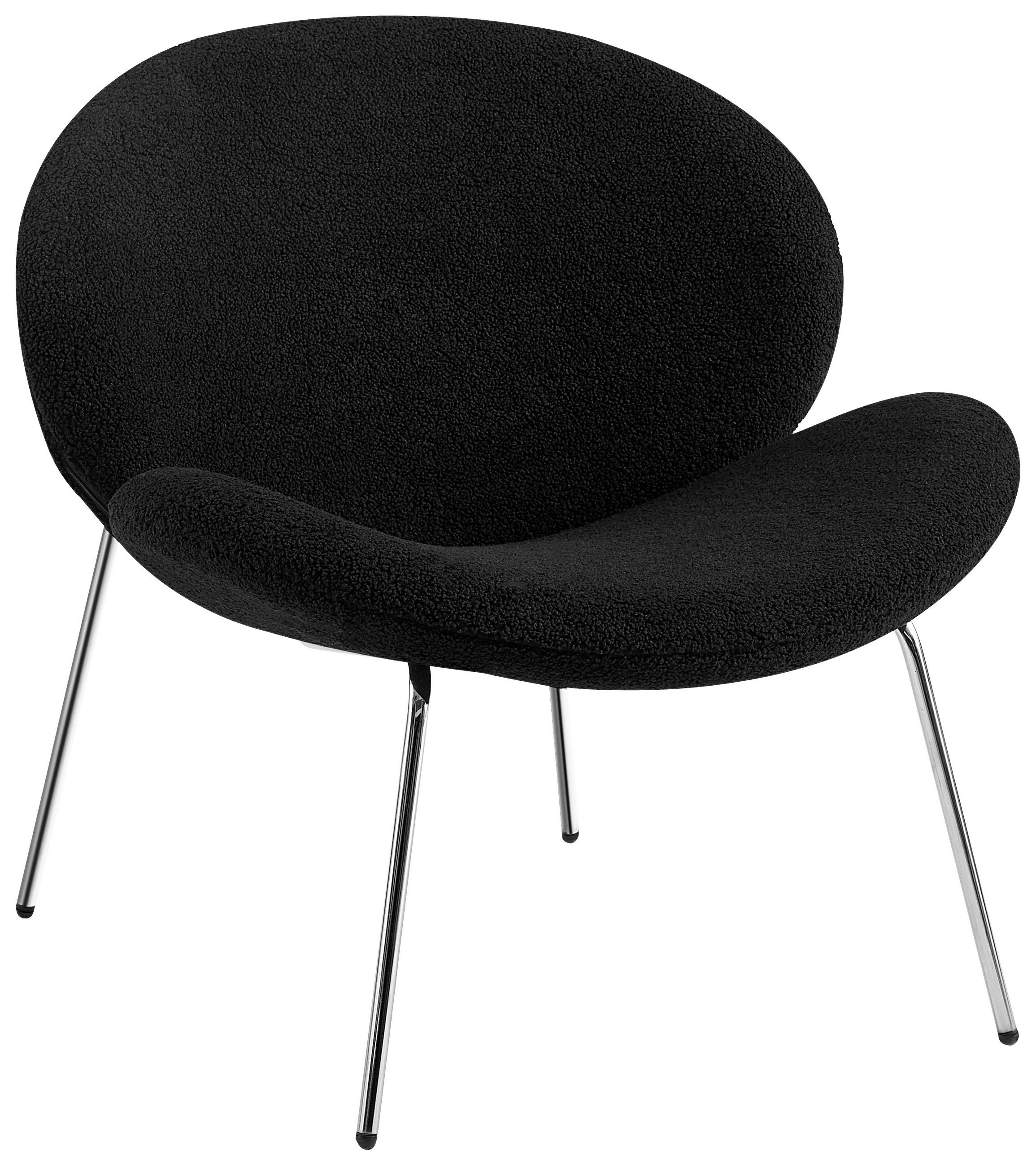 STUHL-SET 2 Stück  Bouclé  Schwarz  - Silberfarben/Schwarz, MODERN, Textil/Metall (73,5/74/75cm) - Kayoom