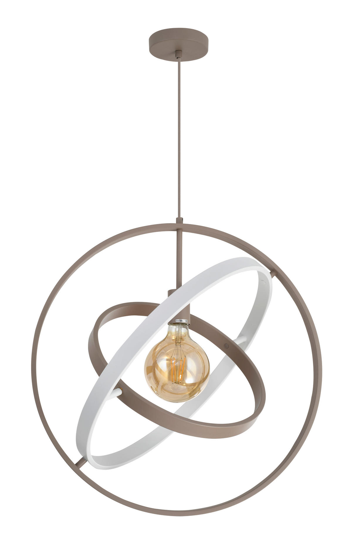 PENDELLEUCHTE Montpellier 55/150/49 cm  - Sandfarben/Weiß, Design, Kunststoff/Metall (55/150/49cm)